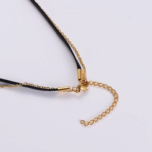 Collier minimaliste avec fermoir mousqueton doré et chaîne d'extension noire