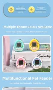 Virtual electronic pet game consoles in pastel colors with metal keychains and LCD screens