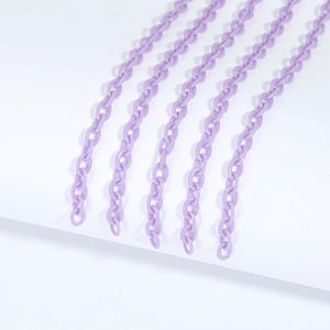 Detailed view of lavender purple acrylic oval links in a parallel vertical display