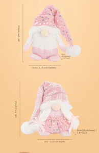 Detailed dimensions of pink sequined Christmas gnome plush with height 6.7 inch