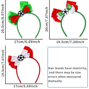 Three-pack soccer fan headbands with national flag color ribbons and football charms
