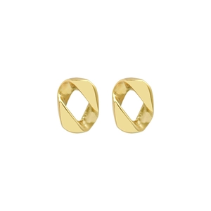 Boucles d'oreilles dorées géométriques torsadées minimalistes en acier doré à l'or 18 carats