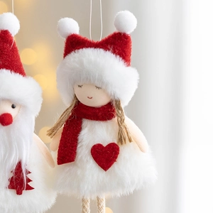 Christmas plush doll hanging ornaments featuring Santa and elk for holiday tree decor