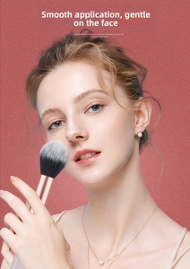 Close-up of soft gradient makeup brush applied to model's face for a natural look