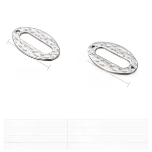 Detailed dimensions of irregular hammered oval stainless steel hardware charms