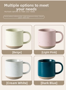 Collage of four Morandi stoneware espresso mugs with speckled matte ceramic texture