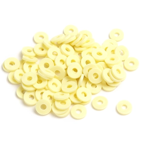 Perles intercalaires 6mm en pâte polymère jaune clair pour fabrication de bracelets