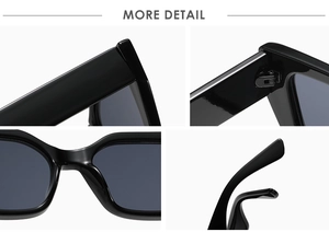 Details von verstärkten Scharnieren und Nasenpads an schwarzer Mode-Sonnenbrille