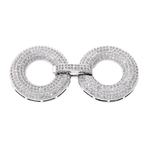 Macro shot of silver infinity connector clasp with sparkling pave-set cubic zirconia