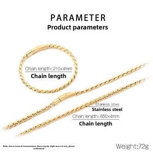 Detailed size parameters for 4mm stainless steel keel chain necklace and bracelet sets