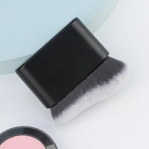 Macro detail of dense gradient synthetic bristles on the flat wave foundation brush