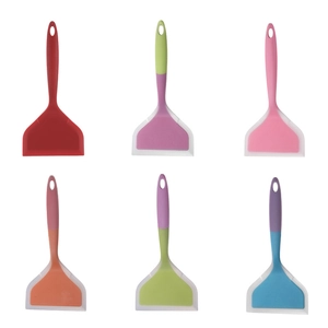 Lot de six spatules larges en silicone coloré avec finitions translucides et bicolores pastel