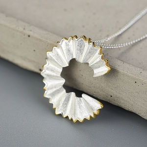 Creative S925 sterling silver pencil shaving pendant necklace in silver and gold contrast