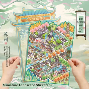 Miniature Scenery Stickers PET DIY Scrapbooking City Landscape Stereoscopic Decorative Illustration Art Journaling