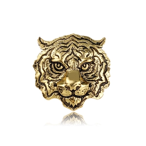 Retro Tiger Head Brooch Pin Antique Alloy Animal Lapel Pin For Men Women Suit Tuxedo Accessory