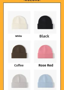 Detailed grid view showcasing six vibrant colors of rib-knit winter beanies for women
