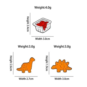 Spille carine in smalto dinosauro nugget e ketchup per accessori di abbigliamento
