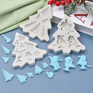 Christmas tree and Santa Claus silicone molds for DIY holiday cake and resin crafts