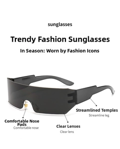 Detail of adjustable gold nose pads and high-definition UV400 lenses on futuristic sunglasses
