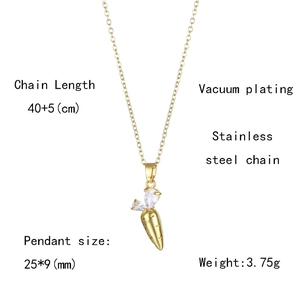 Détail du collier carotte doré avec zircone cubique et spécifications techniques