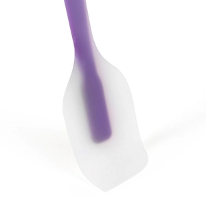 Purple silicone spatula with translucent head for cake baking and cream mixing