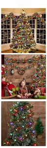 Macro detail of multi-colored LED Christmas tinsel garland for festive home decoration