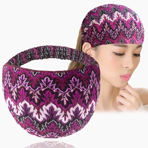 Fascia larga stile etnico con motivo jacquard viola e bianco per donna