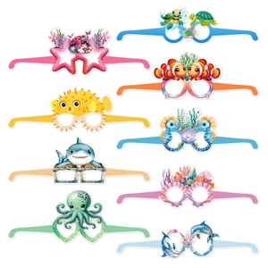 Set of 8 colorful ocean animal paper party glasses for kids birthday underwater theme