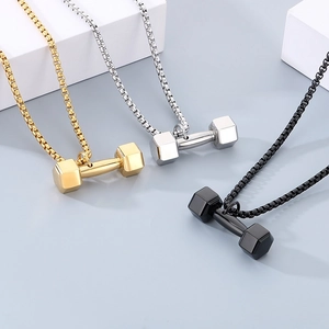Drei Kurzhantel-Halsketten in Gold, Silber und Schwarz mit langlebiger Box-Kette