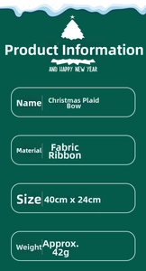 Detailed size specifications for large red and black plaid Christmas bow, 40cm by 24cm