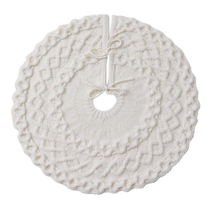 Jupe de sapin de Noël classique en tricot torsadé crème avec motifs en losange