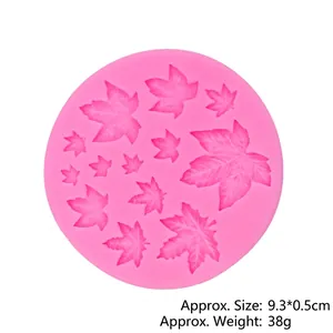Pink maple leaf silicone mold for DIY clay and fondant baking decor 9.3cm diameter