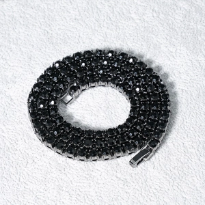 4mm black tennis chain necklace with triple-row zinc alloy black cubic zirconia