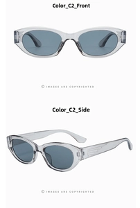 Detail of vintage cat-eye sunglasses in transparent grey frame and dark lenses