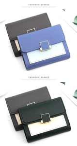 Détails de portefeuilles bicolores compacts avec boucles carrées en métal doré élégantes