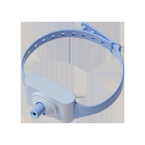 Smart LED laser pet collar for cats and dogs with adjustable light blue silicone strap