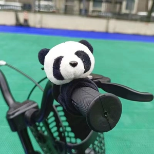Cute panda plush toy decoration for bicycle and electric scooter handlebars in outdoor park