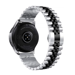 Correa bicolor en plata y negro de acero inoxidable para Samsung Galaxy Watch