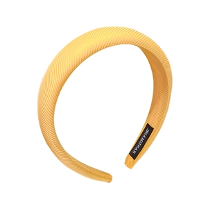 Minimalist wide yellow sponge headband with fine ribbed texture for women hair styling