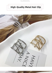 Minimalist silver and gold hollow metal hair hooks with irregular crisscross design