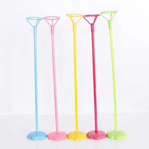 Five-color plastic balloon stands with petal-shaped bases for party table decorations
