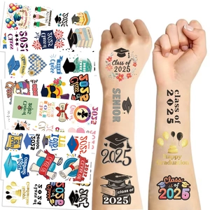 2025 Graduation Theme Temporary Tattoo Stickers Waterproof Senior Class Graduation Party Favors For Students School Celebration