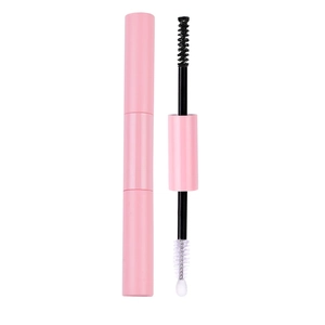 Pink dual-ended eyelash brush and comb tool for makeup grooming and lash separating