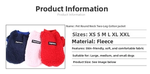 Detailed view of soft polar fleece pet dog sweaters in navy blue, pink and red