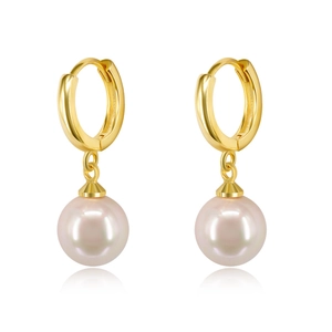 Artificial Pearl Drop Hoop Earrings Copper Geometric Dangle Jewelry With 925 Sterling Silver Earring Post For Women Elegant