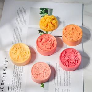 Set mit 6 runden Silikonformen für Relief-Rosen-Seifen und Mousse-Kuchen Dekorationen
