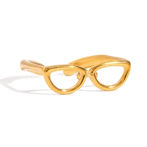 Unique 18K gold plated stainless steel sunglasses design open ring for women