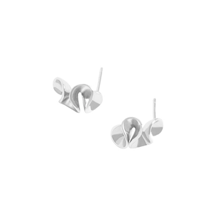 Polished S925 sterling silver stud earrings featuring a minimalist wavy ruffled skirt design