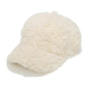 Plush cream white sherpa fleece baseball cap with a classic minimalist winter design