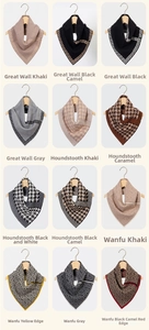 Detail display of 12 knit scarf patterns including houndstooth and geometric textures